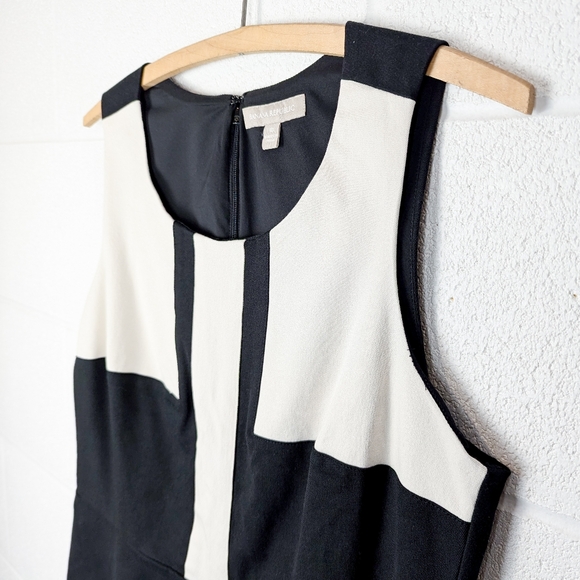 Banana Republic Size 10 Structured Sleeveless Blouse Tailored Cream Black Peplum - Picture 5 of 5